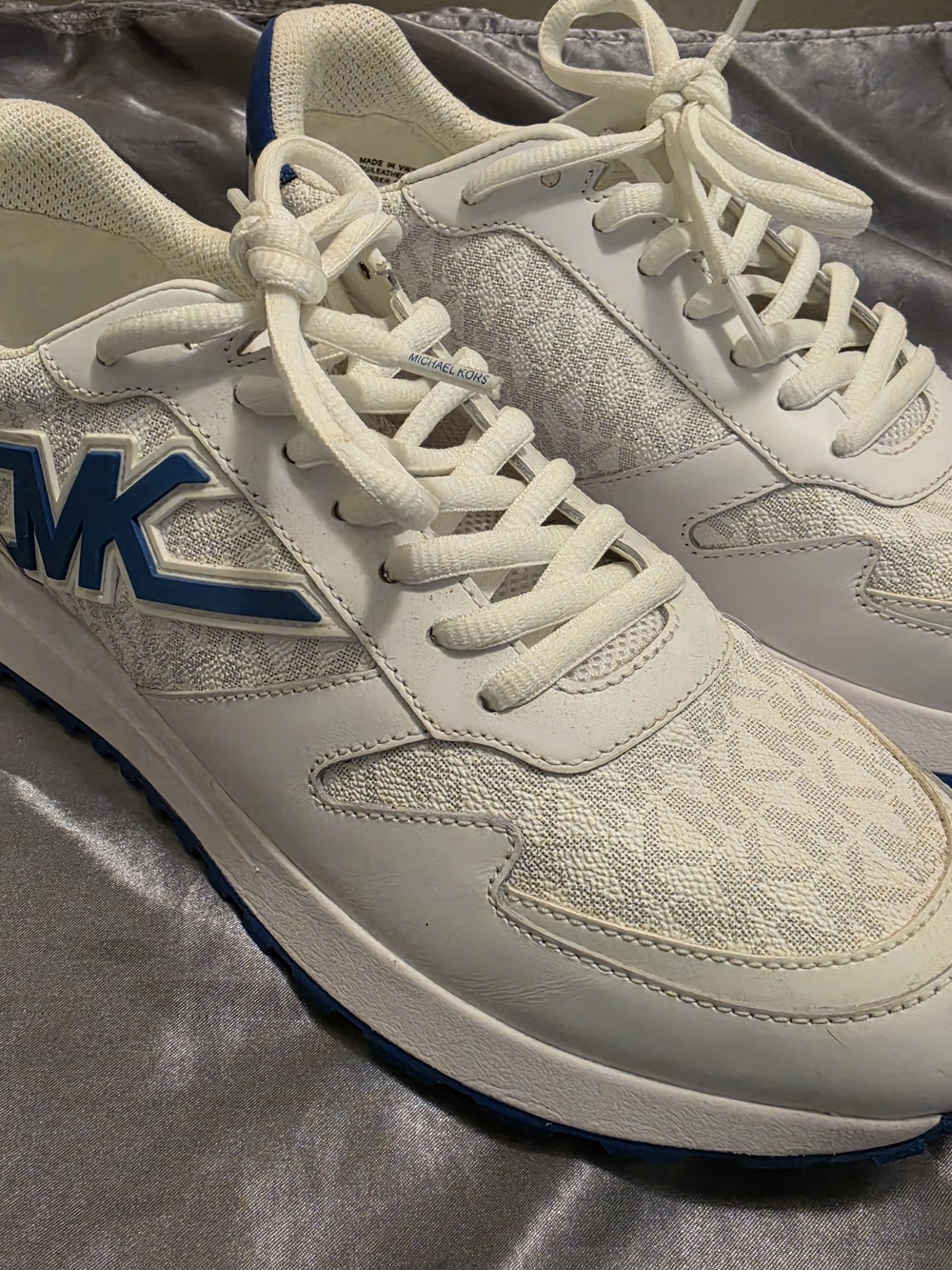 Michael Kors Men’s White Sneakers with Blue MK Logo